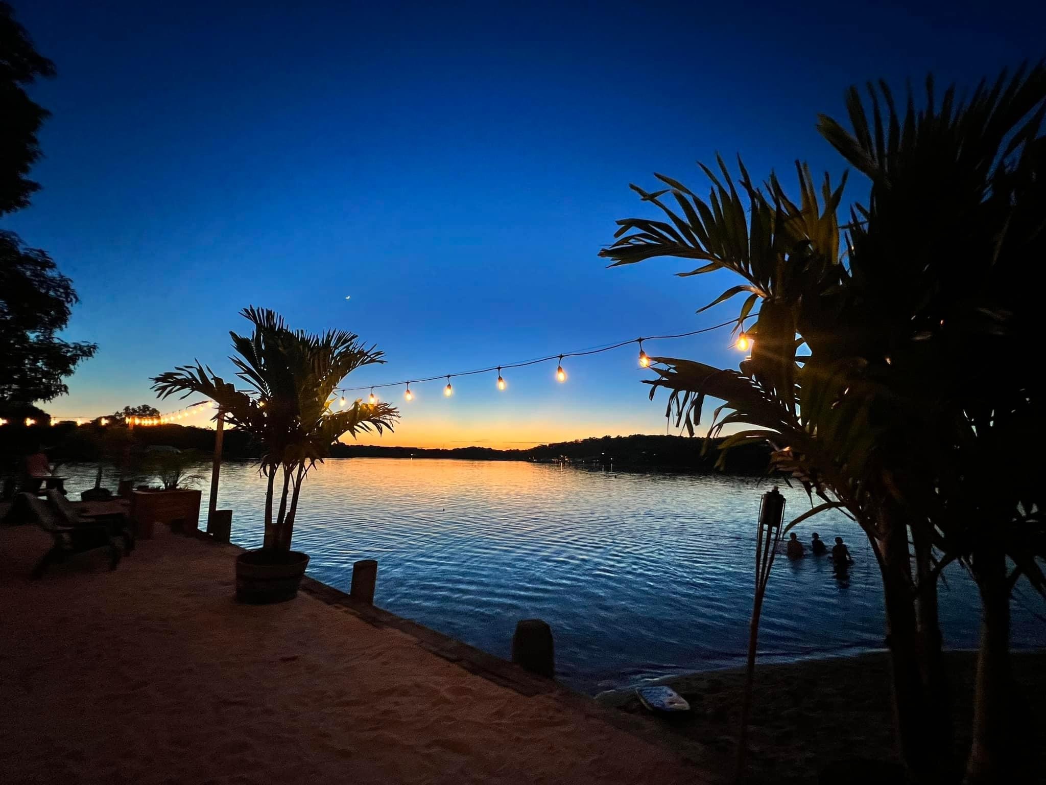Chesapeake Bay marina at sunset with boats docked